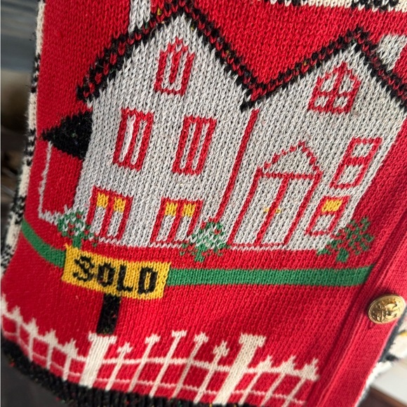 Vintage Kitsch Realtor Sweater Vest Embroidered Deed For Sale Made in USA Artsy - Picture 3 of 9